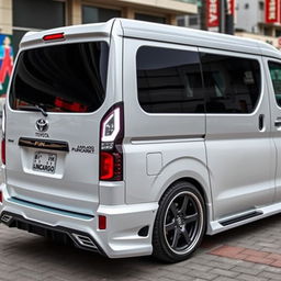 A custom Toyota Funcargo featuring a sporty body kit with sleek lines and integrated white LED lighting along the side