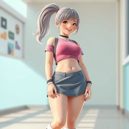 A 4D realistic portrayal of a Japanese woman with a chubby, curvy body