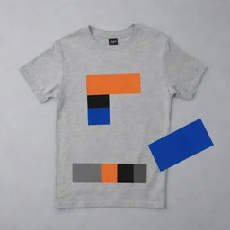 Design a t-shirt using a color palette with the colors #ECECEB (light grey), #000000 (black), #E25822 (burnt orange), and #10316B (deep blue).