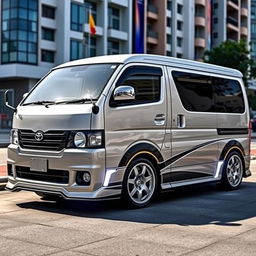 A modified 2002 Toyota Funcargo showcasing a sporty body kit with sleek lines and integrated white LED lighting along the sides