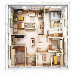 A detailed interior layout of a house measuring 15 by 56 square feet