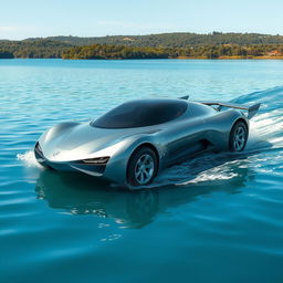 A futuristic amphibious vehicle designed for both land and water