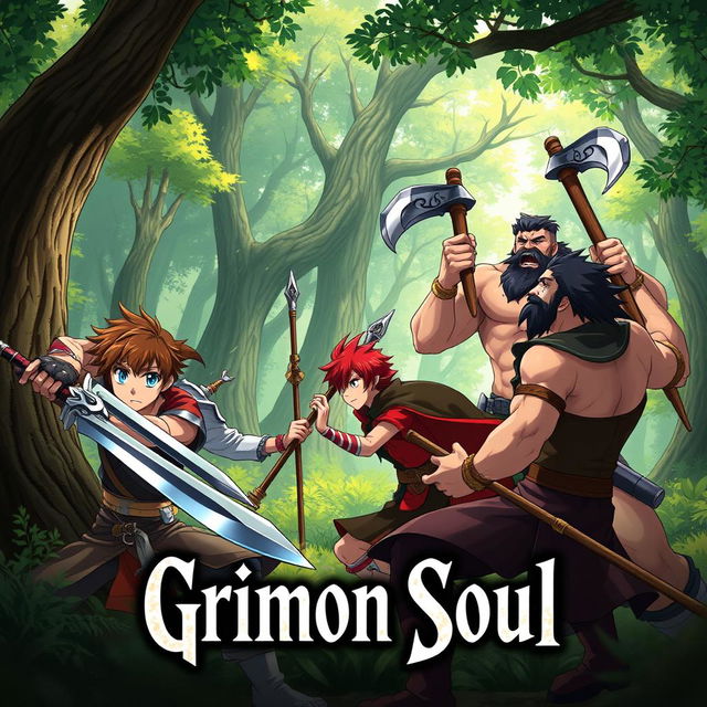 Anime cover for the title 'Grimon Soul', featuring a fantasy setting