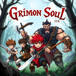 Anime cover featuring the title "Grimon Soul" set in a fantasy world