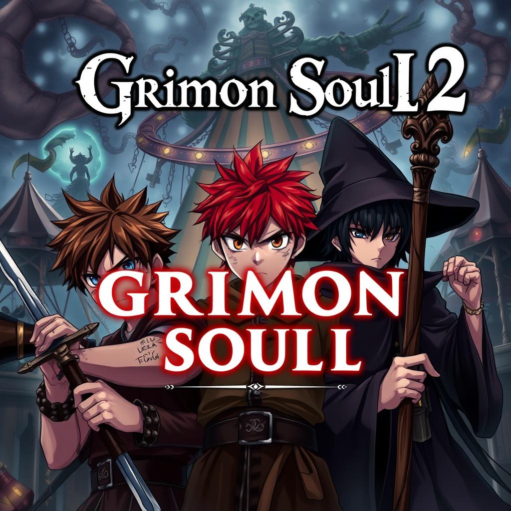 A dark fantasy anime cover titled 'Grimon Soul 2'