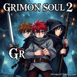 A dark fantasy anime cover titled 'Grimon Soul 2'