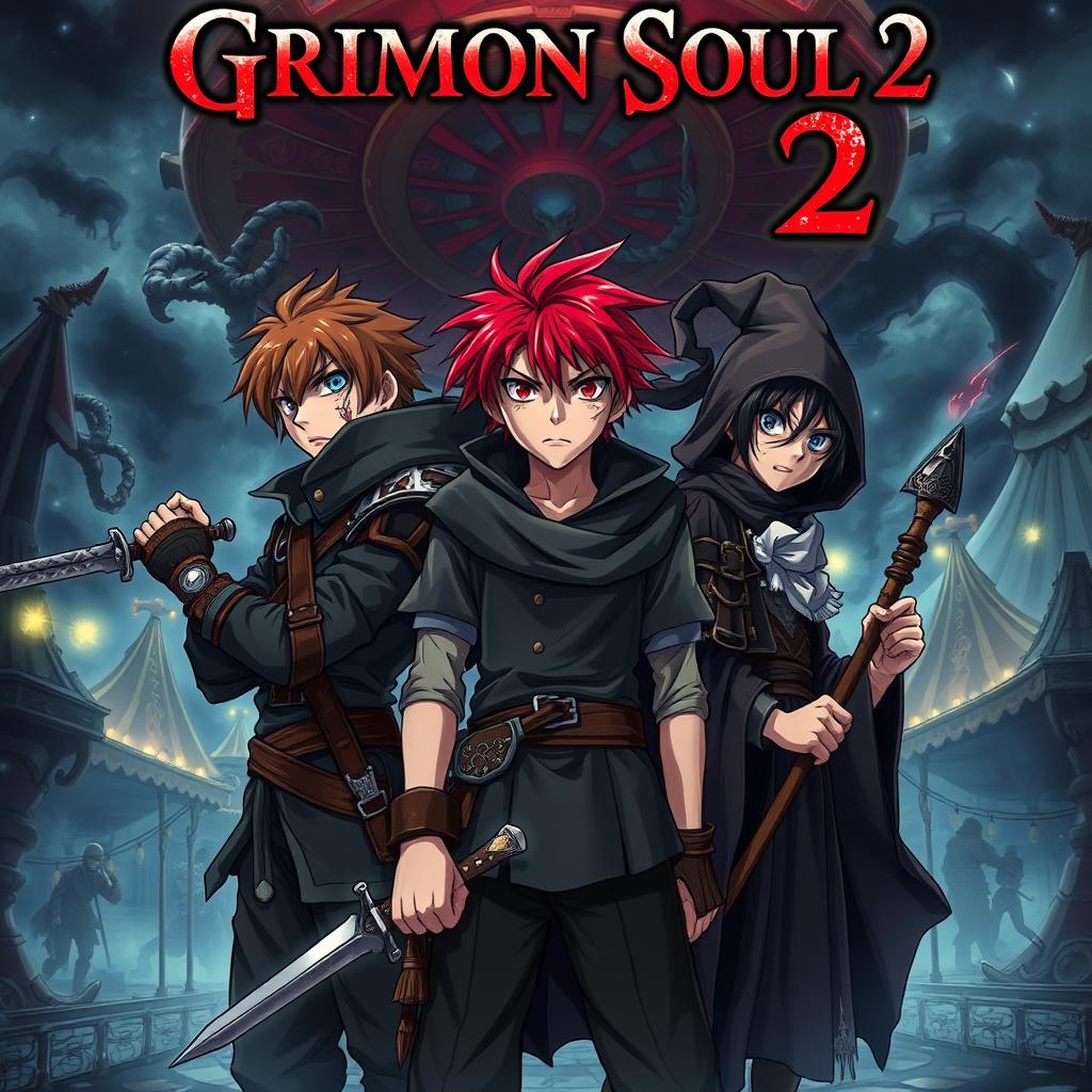 A dark fantasy anime cover titled 'Grimon Soul 2'