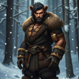 A human male character showcasing bear beastkin heritage, with a strikingly Russian appearance