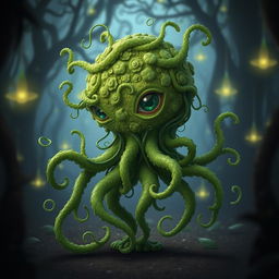 A male vine leshy creature, featuring an alien-like physique composed entirely of lush, green vines that intertwine and twist around each other