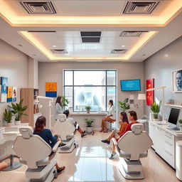 A modern dental clinic interior featuring bright and welcoming decor