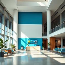 The reception area of a commercial premises inside an airport specializing in taxi rentals