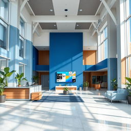 The reception area of a commercial premises inside an airport specializing in taxi rentals