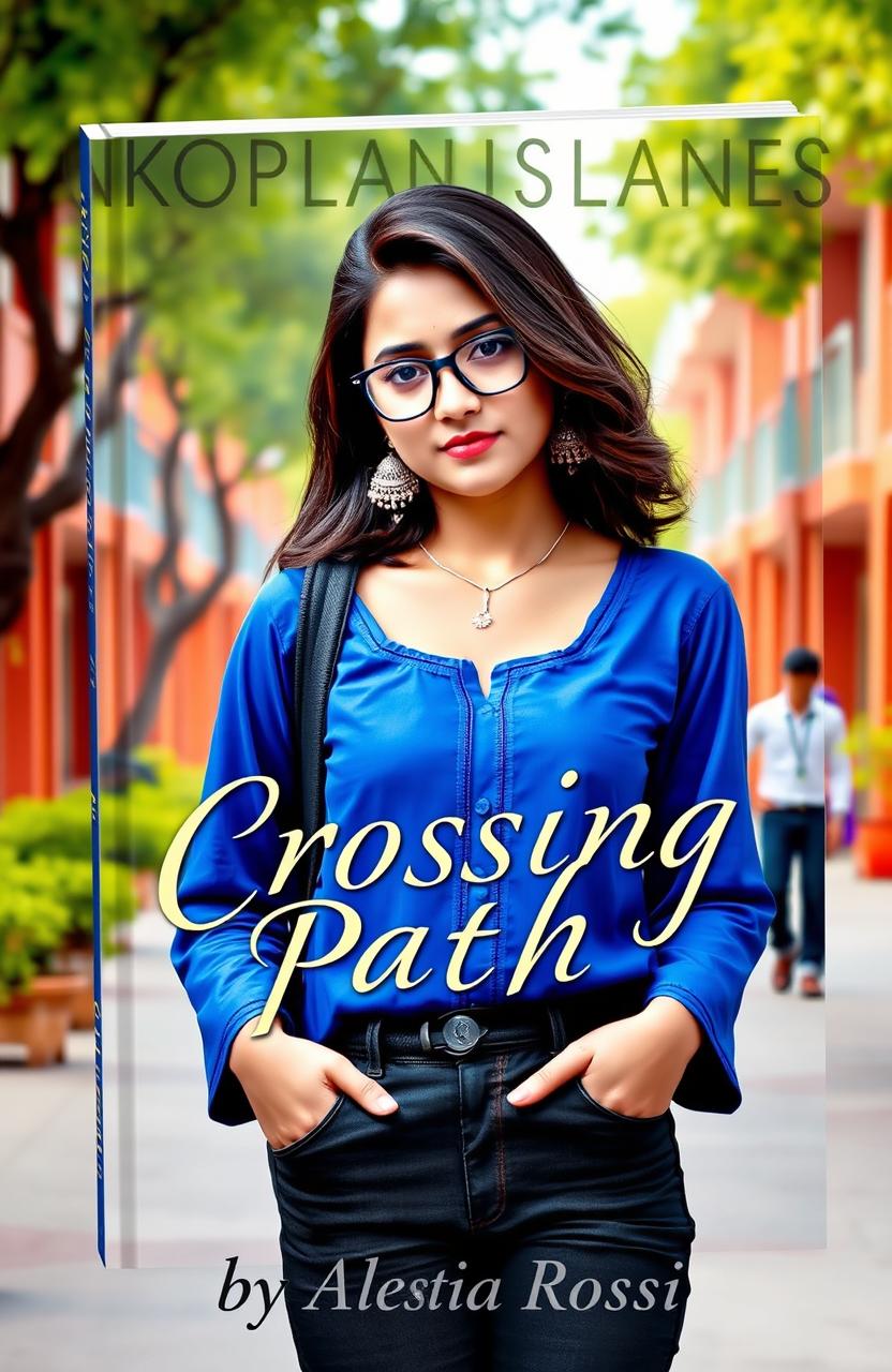 A vibrant book cover featuring a girl standing confidently in the middle of a vibrant campus