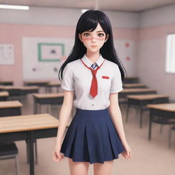 A stylistic and tasteful interpretation of the Yandere Simulator game, featuring the main character in the school environment, excluding any violent or graphic scenes.