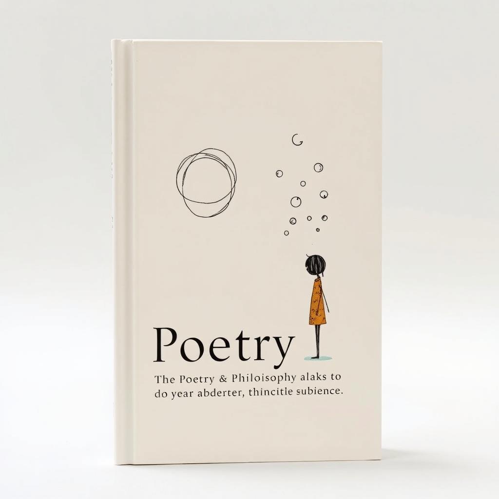 A minimalist and modern book cover design for a collection of poetry and philosophical essays aimed at a youthful audience