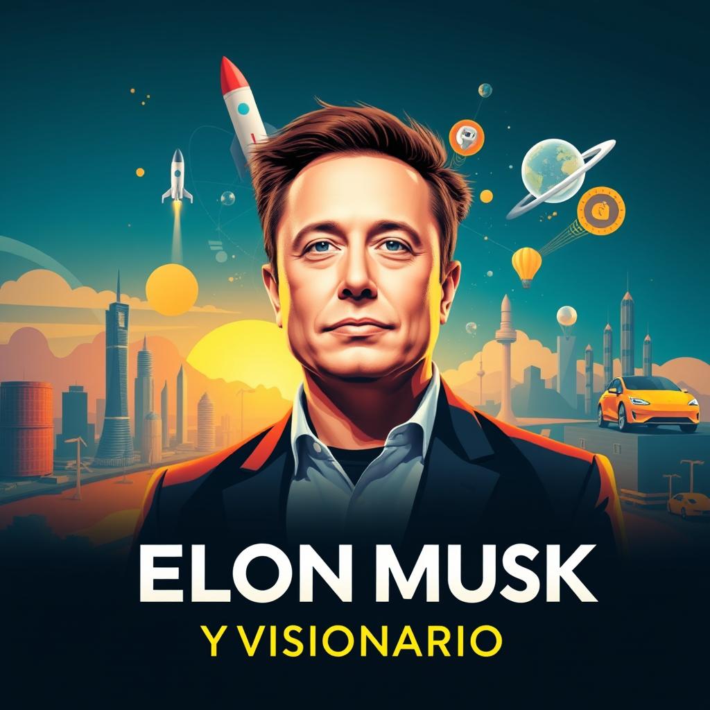 A striking YouTube thumbnail featuring Elon Musk as the central figure, depicted in a bold graphic style