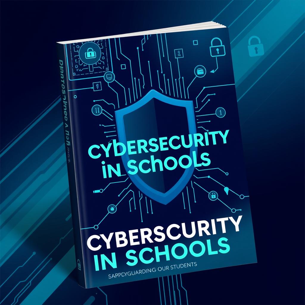 A striking book cover design for a cybersecurity guide aimed at schools