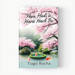 A book cover design for 'Hara Hachi Bu' by Tiago Rocha, featuring a serene and captivating landscape that symbolizes harmony and balance