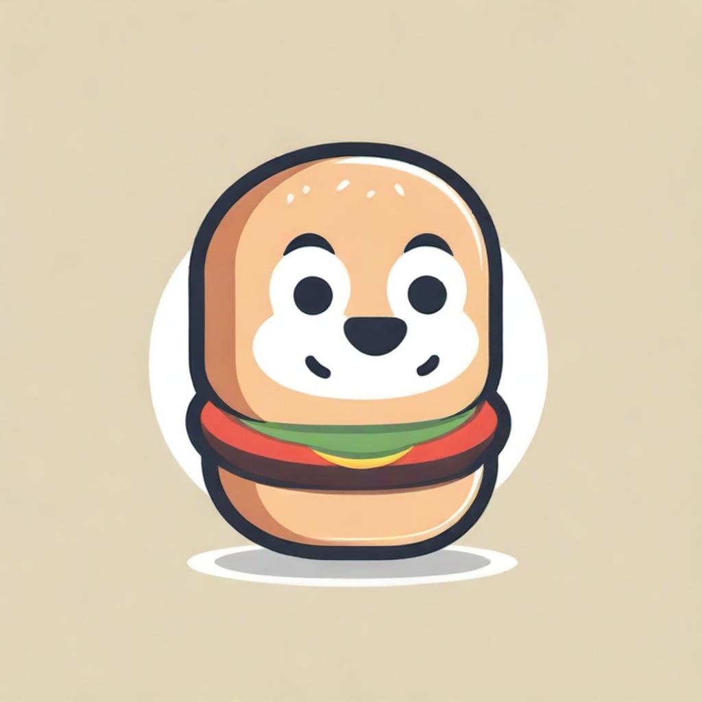 A lovable, cartoon-style, burger-themed pet mascot for a restaurant named 'Wall Burguer'.