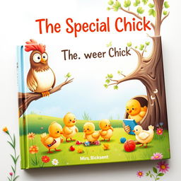 A captivating book cover design for 'The Special Chick', featuring a beautifully illustrated scene of Mrs