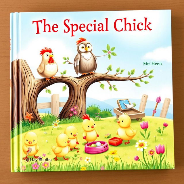 A captivating book cover design for 'The Special Chick', featuring a beautifully illustrated scene of Mrs