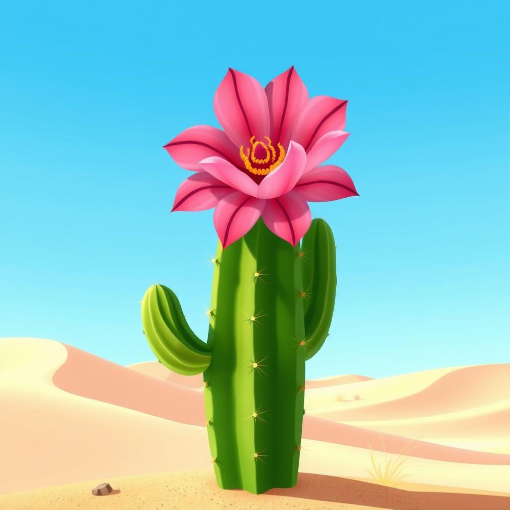 An animated illustration of a cardón cactus adorned with a blooming jujeña flower