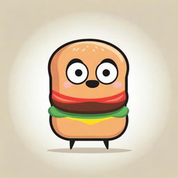 A lovable, cartoon-style, burger-themed pet mascot for a restaurant named 'Wall Burguer'.