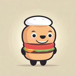 A lovable, cartoon-style, burger-themed pet mascot for a restaurant named 'Wall Burguer'.