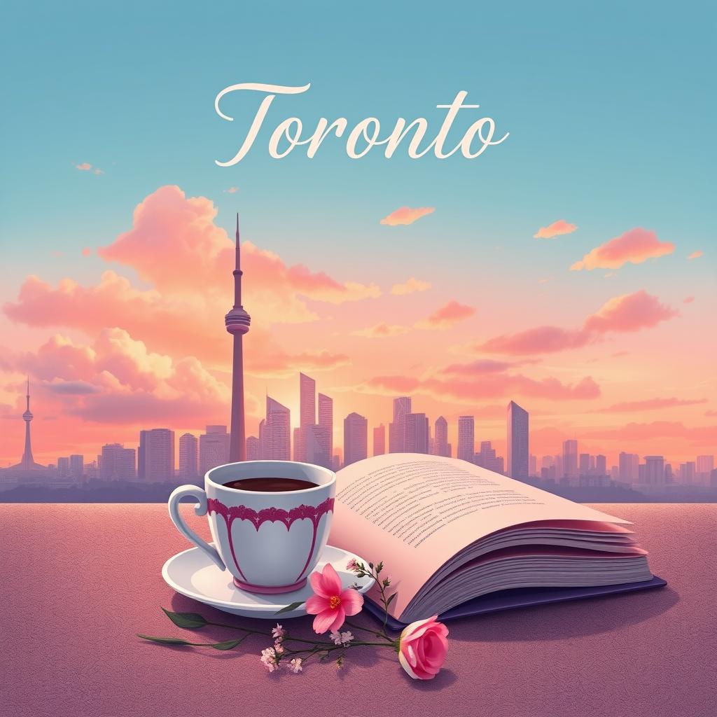 An illustrated book cover for a halal romance novel set in Toronto, inspired by the style of 'It Ends With Us'