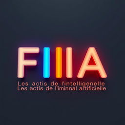 A 3D render of the logo "FIA" prominently displayed with the subtitle "Les actus de l'intelligence artificielle