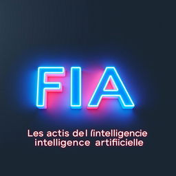 A 3D render of the logo "FIA" prominently displayed with the subtitle "Les actus de l'intelligence artificielle