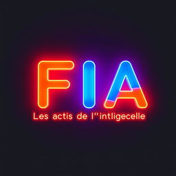 A 3D render of the logo "FIA" prominently displayed with the subtitle "Les actus de l'intelligence artificielle