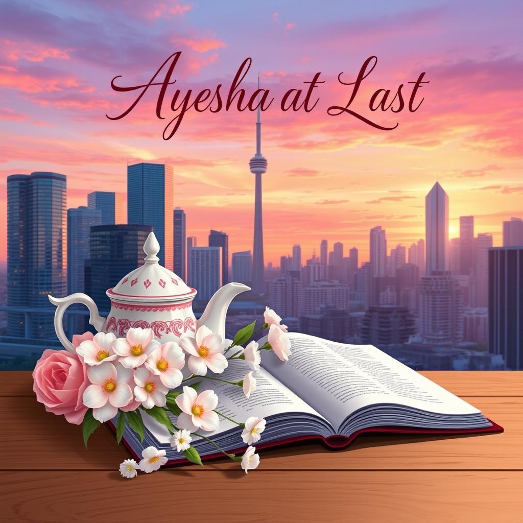 An illustrated book cover for a halal romance titled 'Ayesha At Last', measuring 14x21 cm