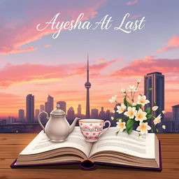 An illustrated book cover for a halal romance titled 'Ayesha At Last', measuring 14x21 cm