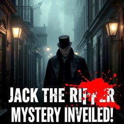 A dramatic and captivating YouTube thumbnail showcasing Jack the Ripper in a Victorian London setting