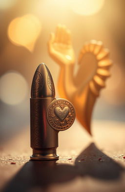 A single bullet beautifully designed to symbolize the intertwined fates of two hearts