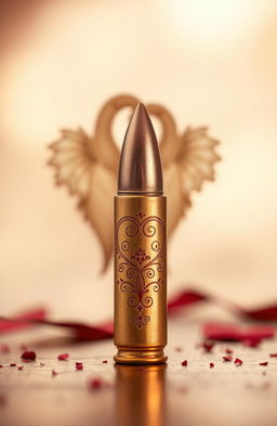 A single bullet beautifully designed to symbolize the intertwined fates of two hearts