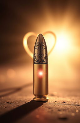 A single bullet beautifully designed to symbolize the intertwined fates of two hearts