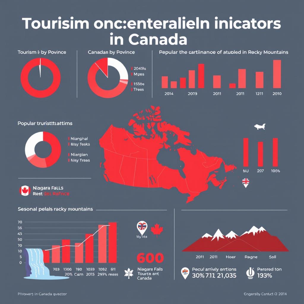 A simple and clear infographic showing tourism concentration indicators in Canada