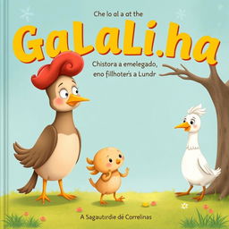 Uma capa de livro comovente para a história de uma Galinha maternal e amorosa, que está empolgada com a chegada de seus cinco filhotes