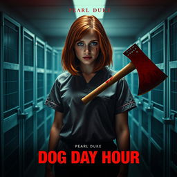 A realistic movie poster for a horror film titled 'Dog Day Hour'