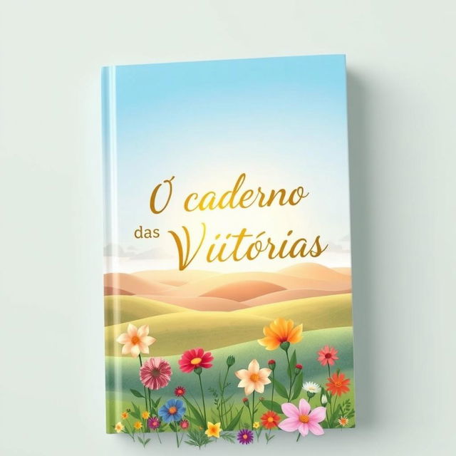 A beautifully illustrated cover design for a notebook titled 'O Caderno das Vitórias'