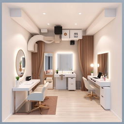 A stylish and modern beauty studio design in a compact 4 meter by 4 meter space