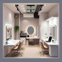 A stylish and modern beauty studio design in a compact 4 meter by 4 meter space