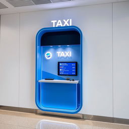 Cubículo pequeño empotrado en el muro para atención a clientes de una compañía de taxis en un aeropuerto