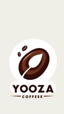 Logo for 'Yoza Coffee' featuring a stylized dark brown coffee bean with company name inscribed inside. A playful steam motif curls above the bean against a white background.