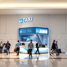 Diseño de un cubículo pequeño empotrado en el muro, destinado a la atención a clientes de una compañía de taxis en un aeropuerto