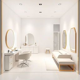 An elegant minimalist beauty studio design in a compact 4 meter by 4 meter space