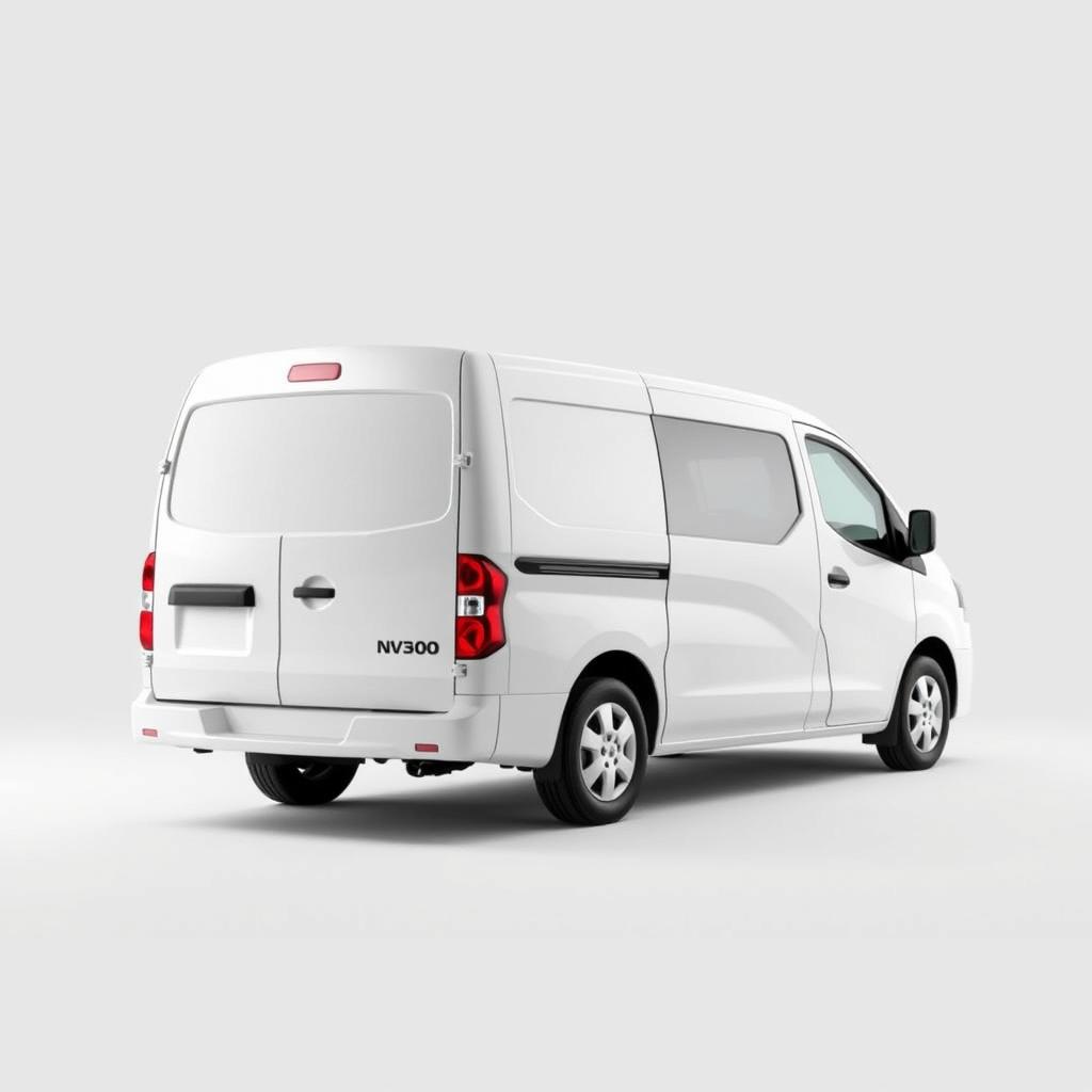 A pristine image of a Nisan NV350 commercial van in a clean and bright white color