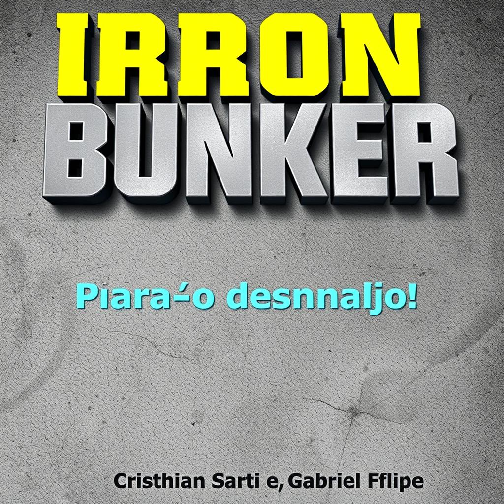 A striking poster design for the title 'Iron Bunker', featuring a large and bold industrial-style font in white or neon yellow for high contrast against a textured background resembling concrete or heavy metal